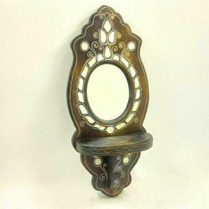 Wooden Mirror Antique Vintage Hand Carved Wall Decoration Wood Frame Home Décor